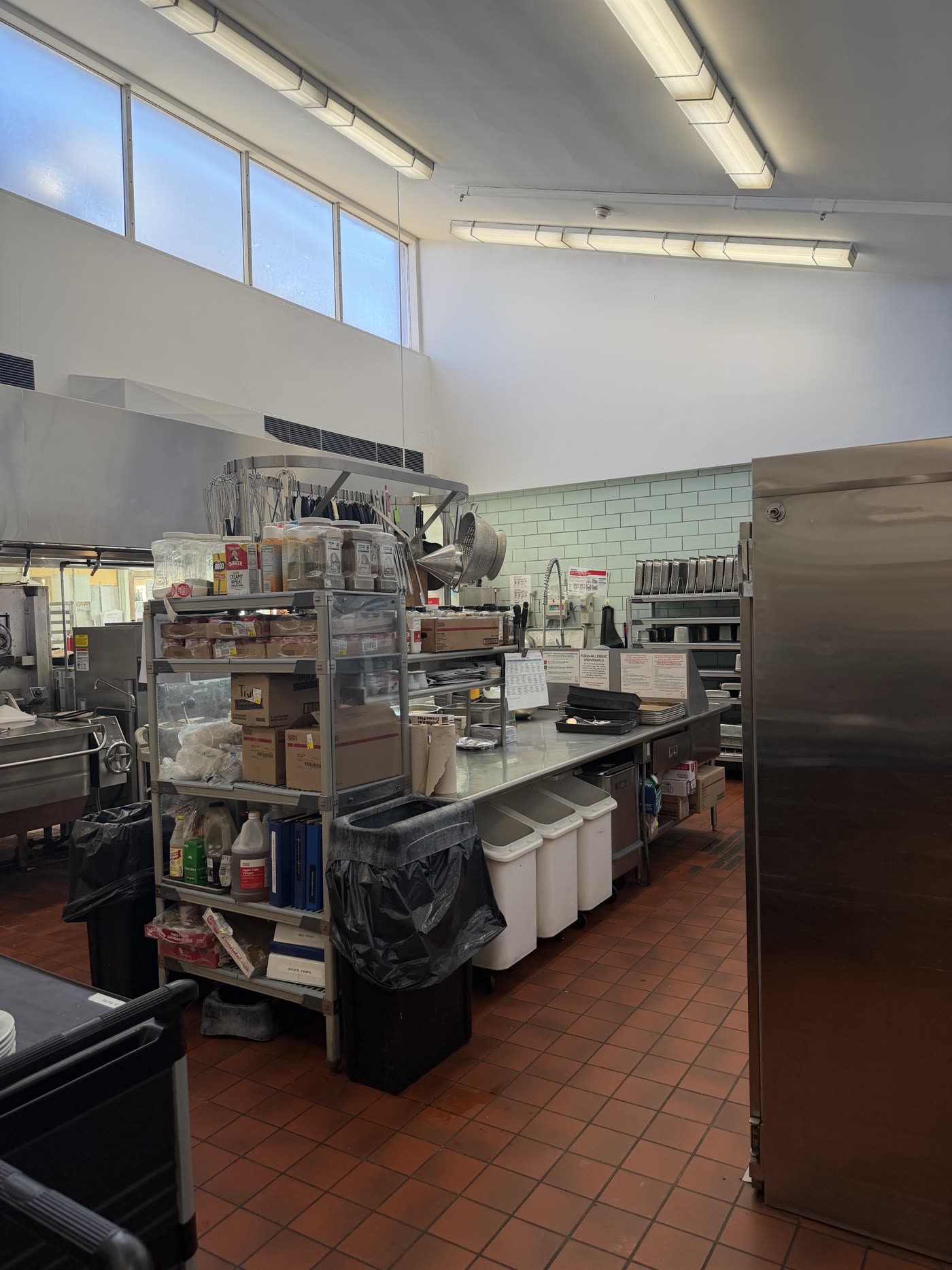 The Alverno commercial kitchen prep area and storage