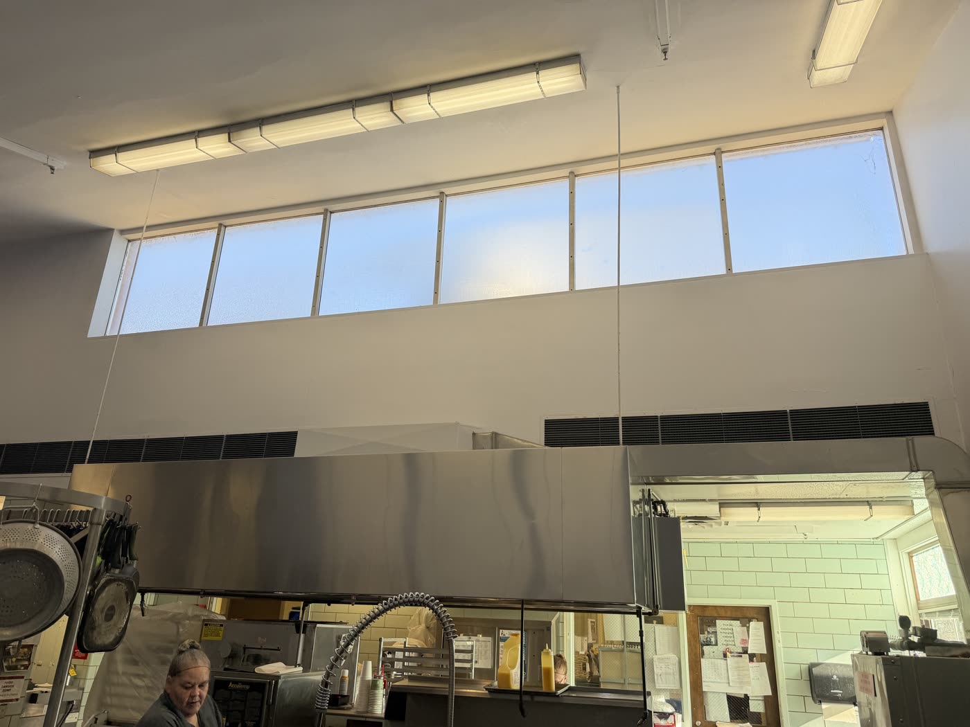 The Alverno commercial kitchen ventilation hood and ceiling
