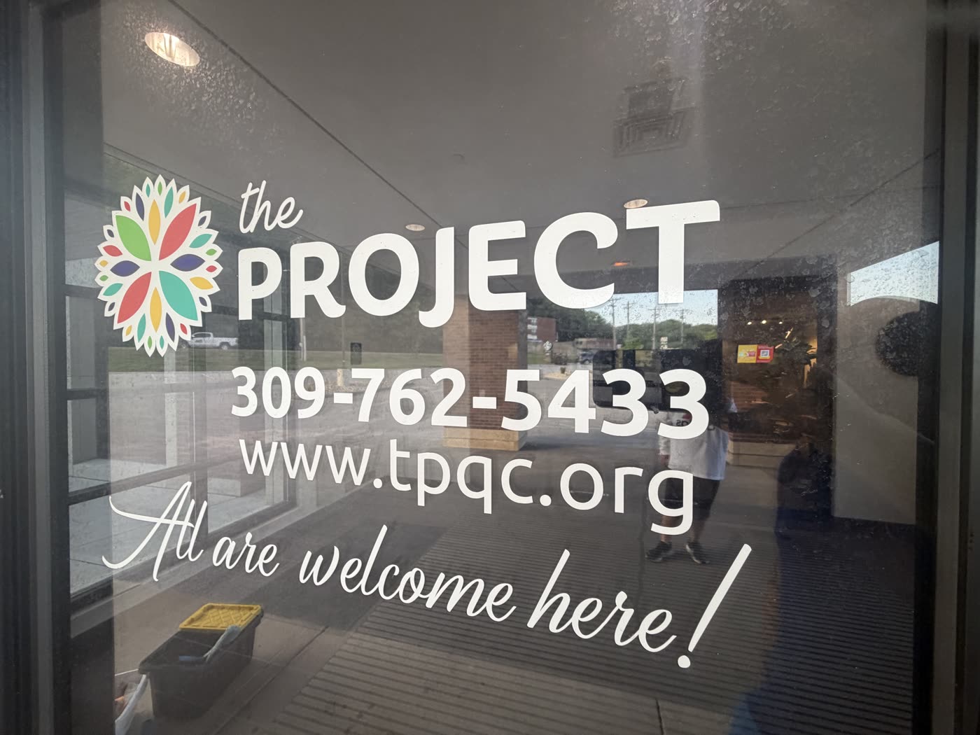 The Project entrance window cleaning close up