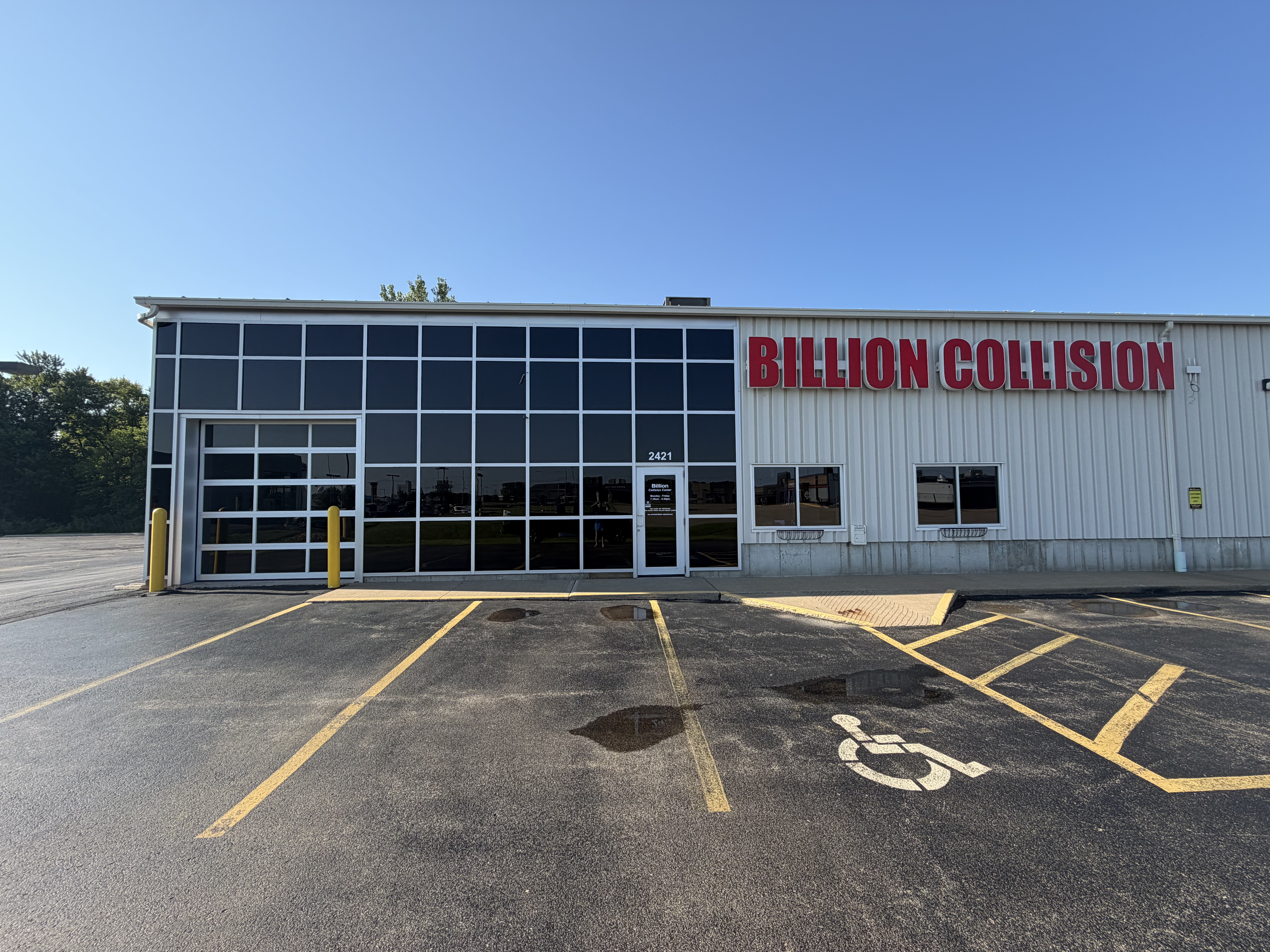 Blues Windows window cleaning client, Billion Auto, Quad Cities, Iowa