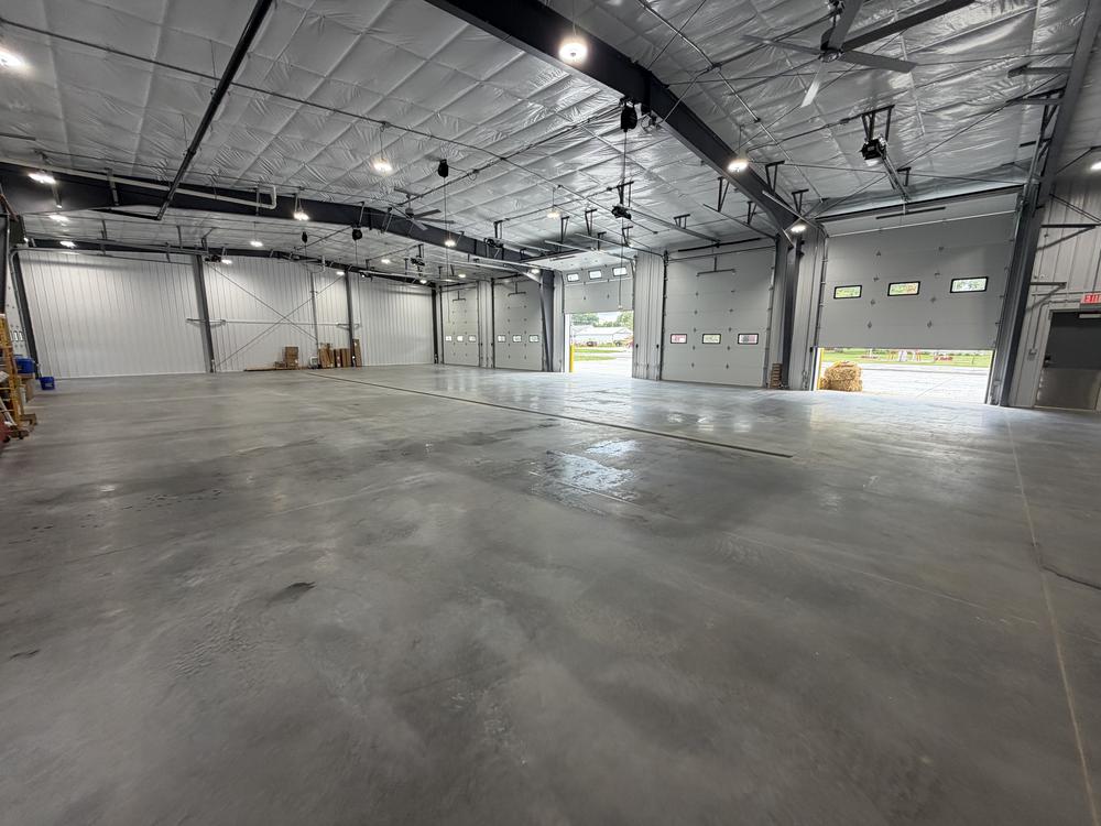 New Windsor Firehouse apparatus bay after post-construction cleanup, New Windsor, Illinois